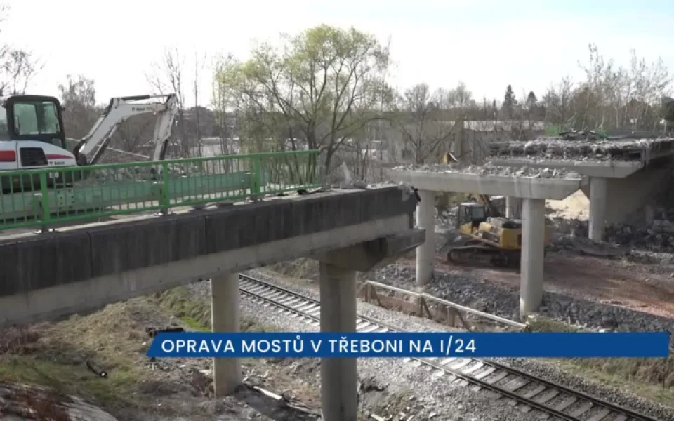 V Třeboni se kompletně vyměňují dva mosty na silnici I/24. Úplné uzavírky potrvají do srpna
