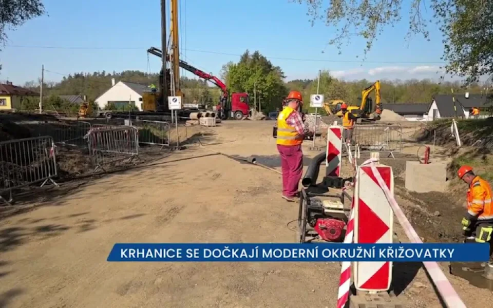 Krhanice se dočkají moderní okružní křižovatky, na místě stavby je dopravní omezení