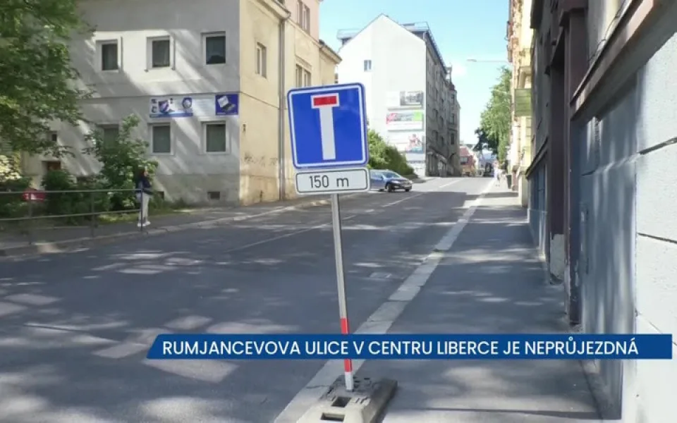 Rumjancevova ulice v centru Liberce je neprůjezdná, kope tam teplárna