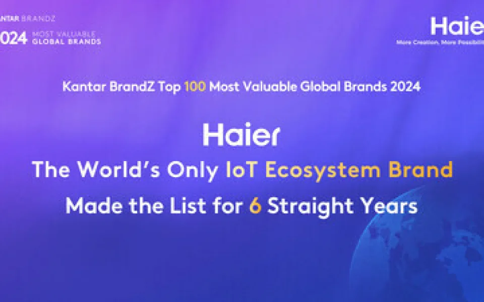 Žebříček Kantar BrandZ 2024: společnost Haier se již šestý rok po sobě stala vedoucí značkou ekosystému internetu věcí