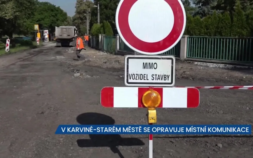 V Karviné-Starém Městě se opravuje silnice, řidiči projedou souběžnou komunikací za potokem