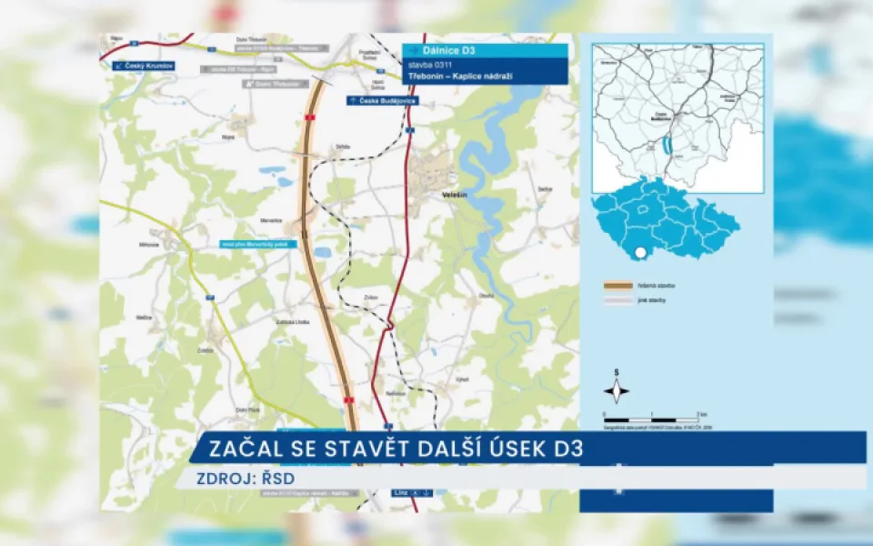 Ředitelství silnic a dálnic začalo stavět další úsek D3 z Kaplice do Nažidel, výrazně pomůže nejen Jihočechům