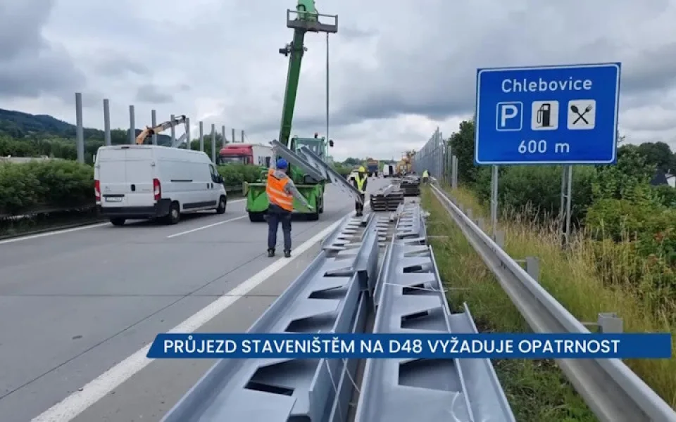 Průjezd staveništěm na D48 vyžaduje opatrnost