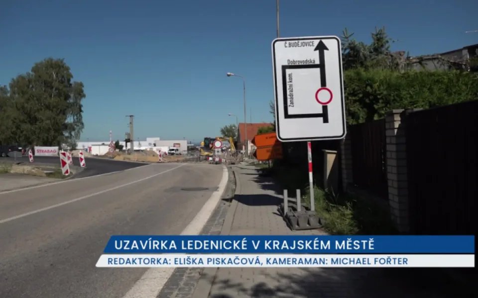 Úplná uzavírka křižovatky na Ledenické v Českých Budějovicích potrvá do poloviny září