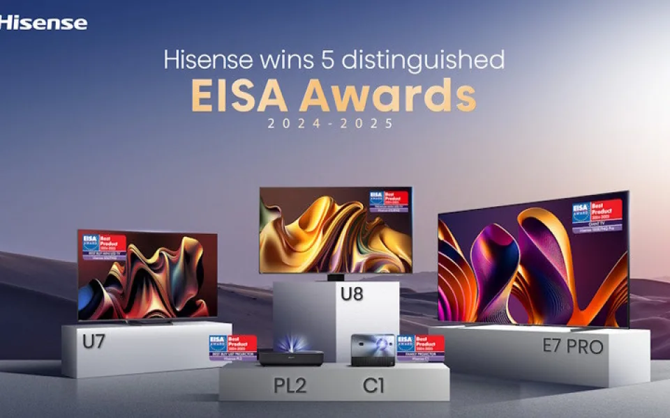 Hisense získává pět ocenění EISA 2024-2025 za inovace a vynikající výsledky