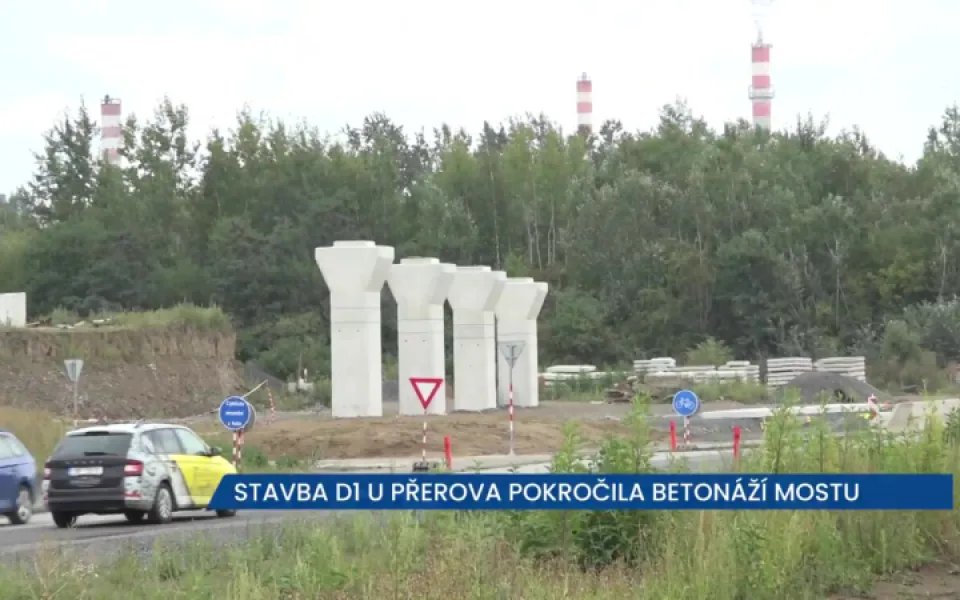 Stavba D1 u Přerova pokročila betonáží mostu, po vybudování se řidičům výrazně uleví