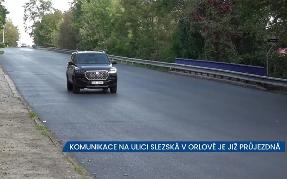 Komunikace na ulici Slezská v Orlové je již průjezdná, vodorovné značení ale ještě chybí