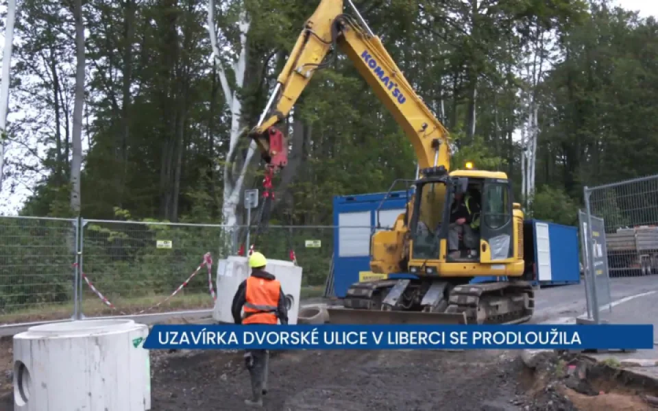 Uzavírka frekventované Dvorské ulice v Liberci se protáhla, potrvá až do listopadu
