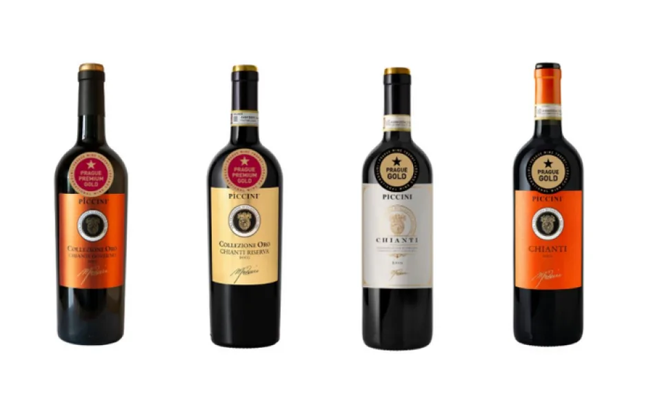 Prague Premium Gold pro vína Piccini distribuovaná společností Soare sekt