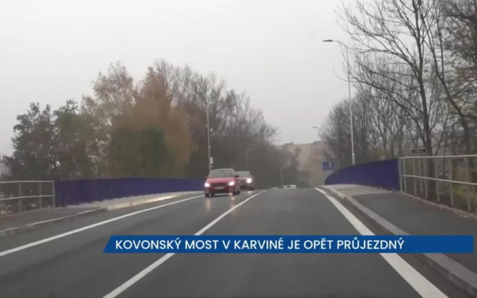 Kovonský most v Karviné je opět průjezdný, otevřen byl o 14 dní dříve