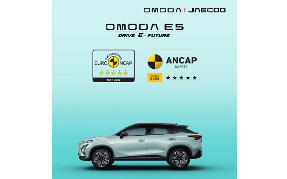 Omoda E5 získává pětihvězdičkové hodnocení bezpečnosti od Euro NCAP a ANCAP