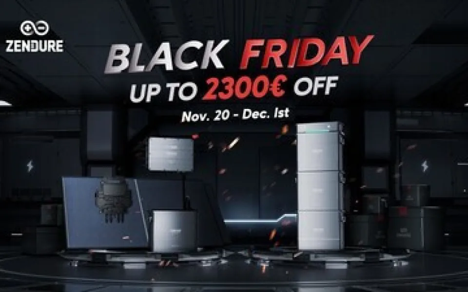 Společnost Zendure zahájila svou dosud největší Black Friday slevovou akci s exkluzivními nabídkami technologií v oblasti solární energie