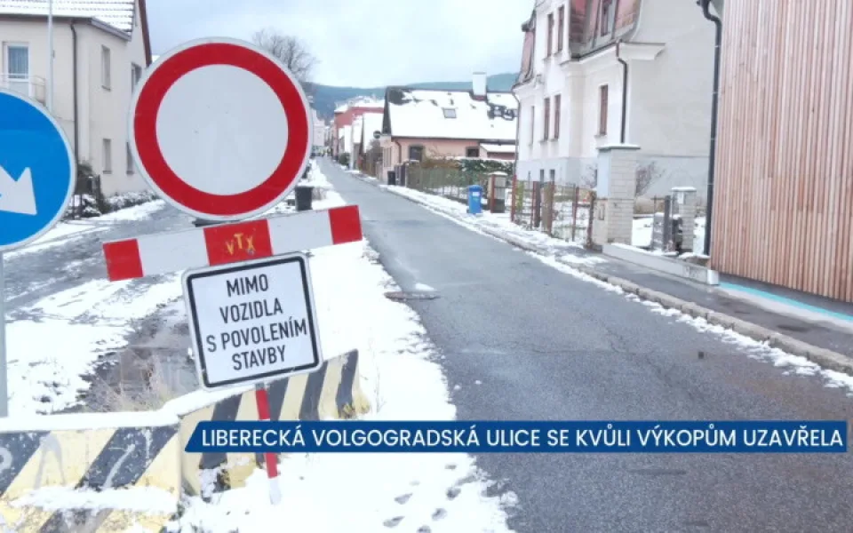 Liberecká Volgogradská ulice se kvůli výkopům uzavřela