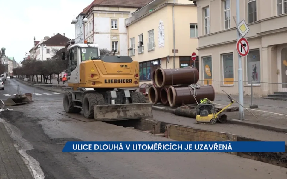 Ulice Dlouhá v Litoměřicích je ve spodní části uzavřena