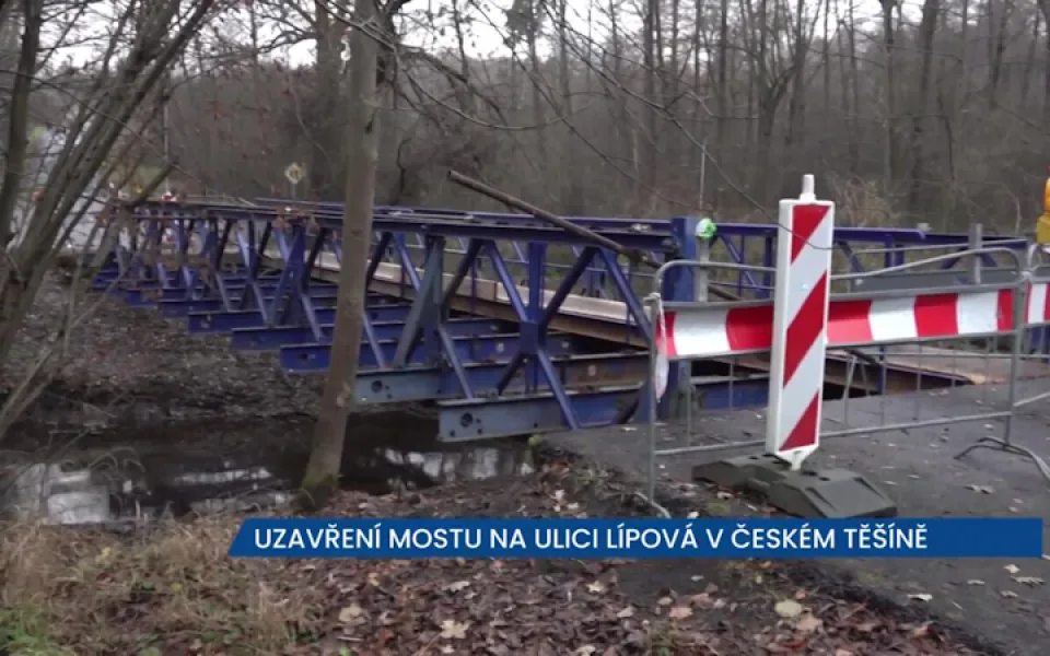 Most na ulici Lípová v Českém Těšíně je v havarijním stavu, řidiči tudy neprojedou