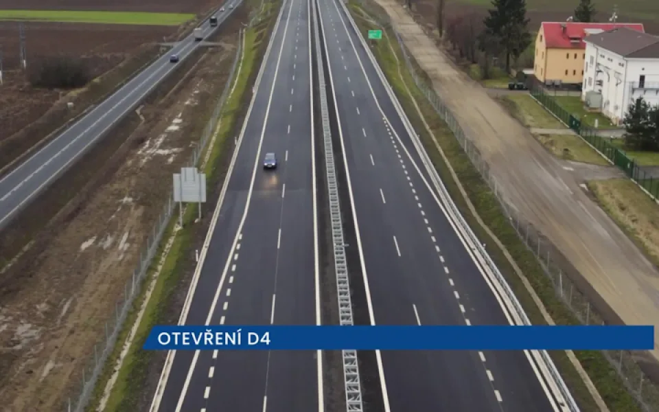 Řidiči mají k dispozici téměř 50 kilometrů nové dálnice D4, výrazně se tím zkracuje cesta z Prahy do Českých Budějovic