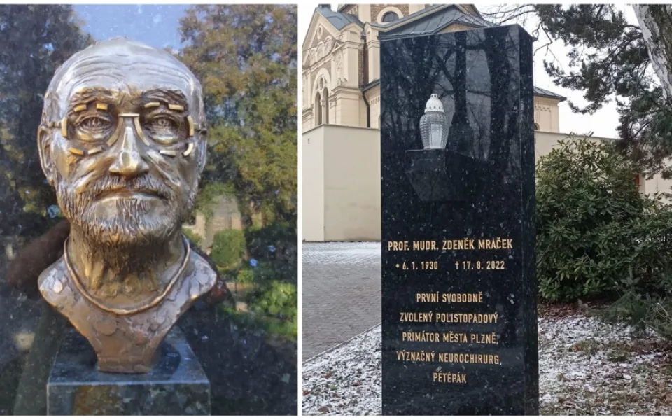 Zloděj ukradl z čestného hrobu bronzovou bustu porevolučního primátora Zdeňka Mračka,foto: Daniel Jahn