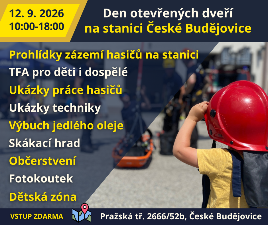 Den otevřených dveří u hasičů na stanici České Budějovice